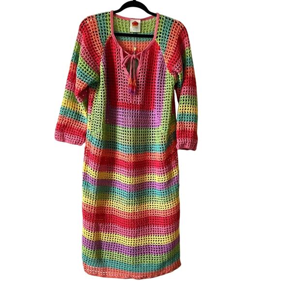farm rio MULTICOLORED CROCHET DRESS size S - Picture 2 of 7